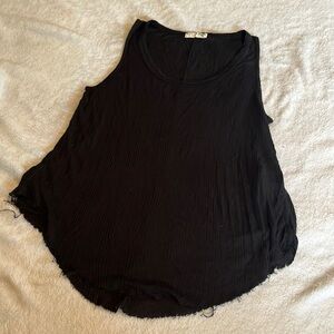 Rag & bone jeans black ribbed tank with raw edges